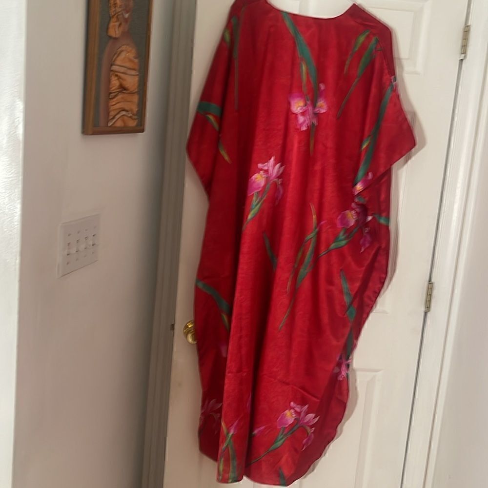Winter Caftan Red with Floral Design